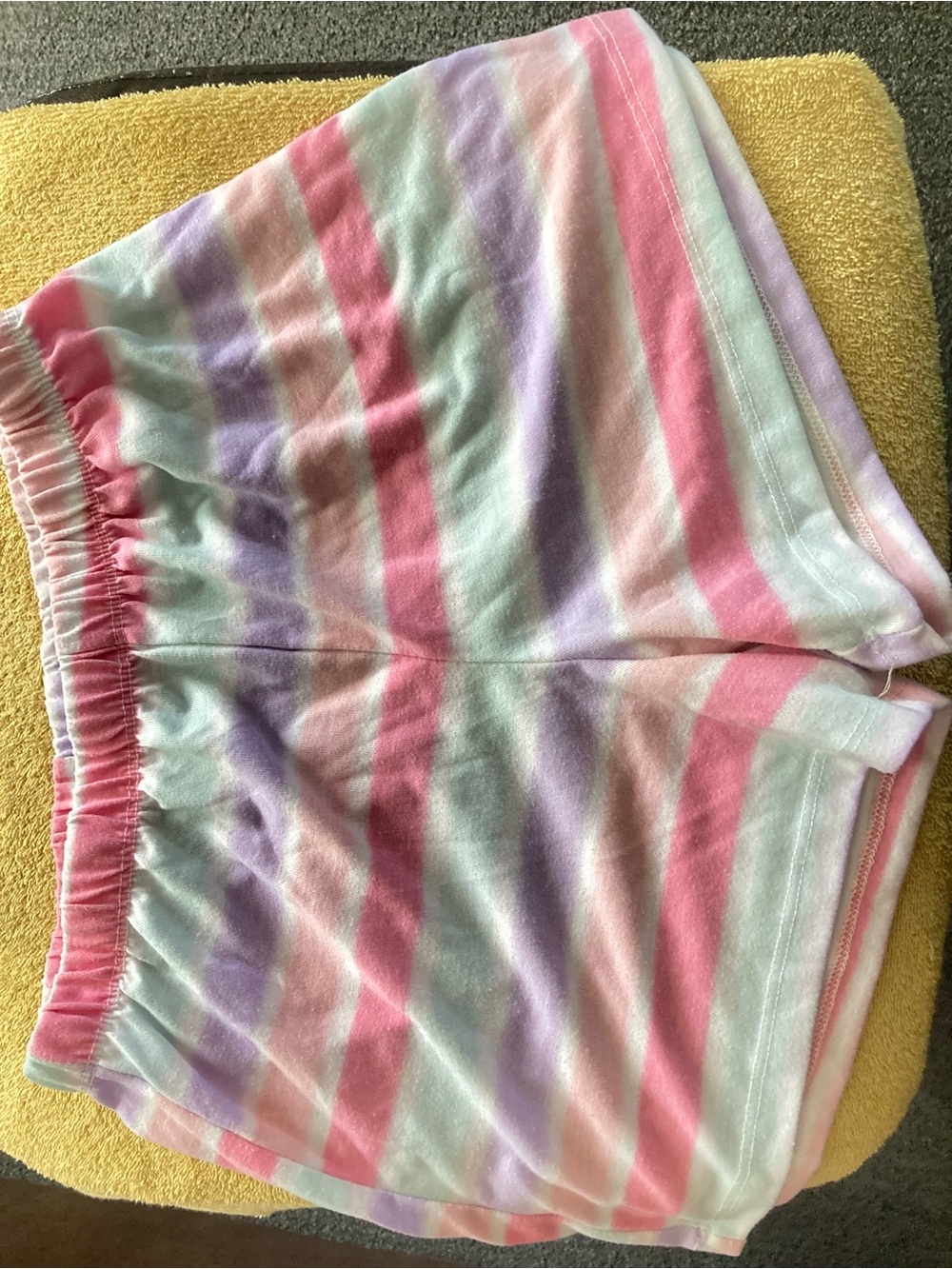 Striped Pastel Terry Shorts - Pink, Lavender, Mint